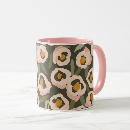 Mug Bold Inky Floral Pattern | Hand-Drawn Botanical (Devant droit)