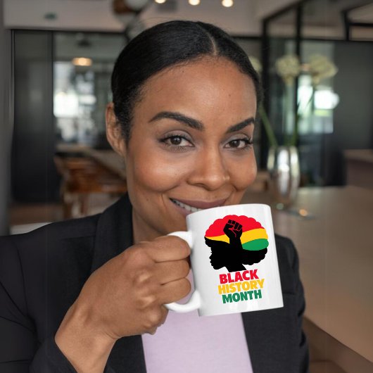 Mug Bold Silhouette Afro Woman Raised Fist