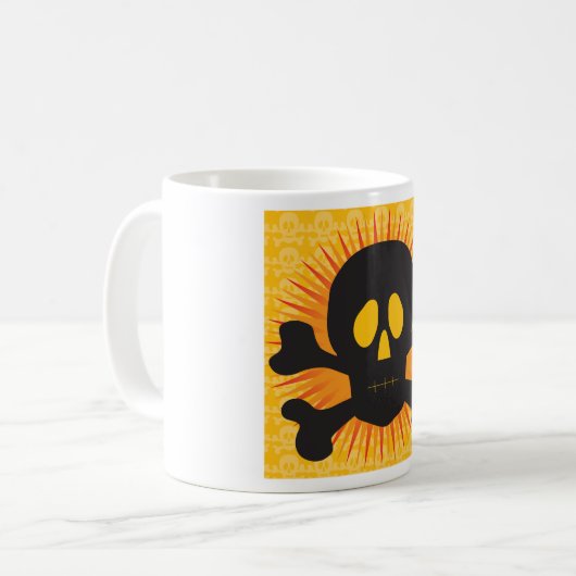 Mug Bold Skull and Crossbones with Orange Burst (Devant gauche)