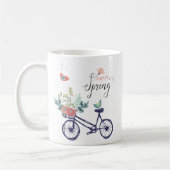 Mug Bon design printemps : vélo, fleurs et oiseaux (Gauche)