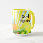 Mug Bon Matin soleil et fleurs joyeux (Devant droit)