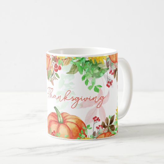 Mug Bon thanksgiving Automne Citrouille Floral (Devant droit)