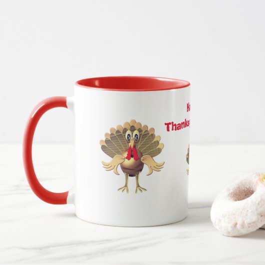 Mug Bon thanksgiving Turquie,Personnalisé (Avec donut)