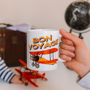 Mug Bon Voyage Biplane Avion Vintage