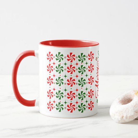 Mug Bonbons à la menthe de Noël (Avec donut)
