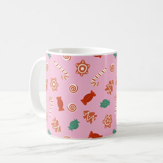 Mug Bonbons de Noël - rose (Devant gauche)