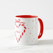 Mug Bonbons de Noël rouge féminin personnalisées (Devant droit)