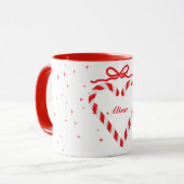 Mug Bonbons de Noël rouge féminin personnalisées (Devant gauche)