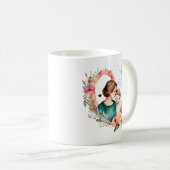Mug Bond adorable maman et fille - Cadre floral (4) (Devant droit)