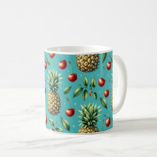 Mug Bonheur Ananas Cerise (Devant droit)