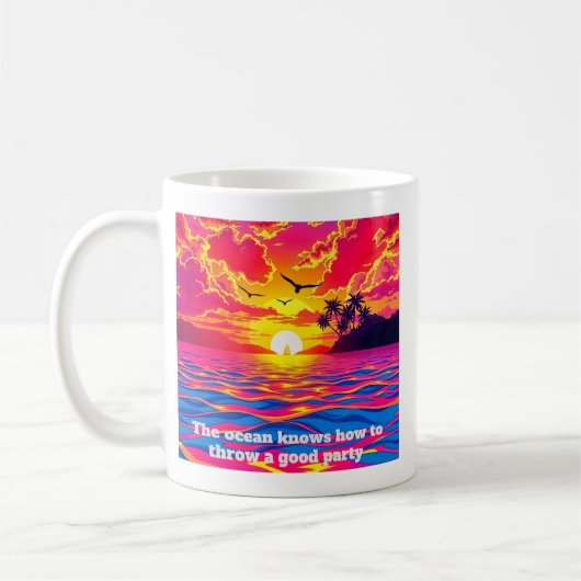 Mug Bonheur de coucher de soleil tropical (Gauche)
