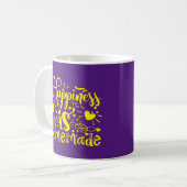Mug Bonheur fait maison Citation violet jaune (Devant gauche)