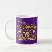 Mug Bonheur fait maison Citation violet jaune (Gauche)
