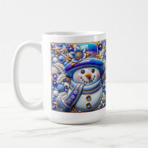 Mug Bonhomme de neige bleu 3D de Noël