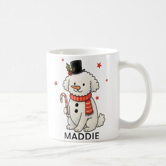 Mug Bonhomme de neige caniche Noël Chien (Droite)