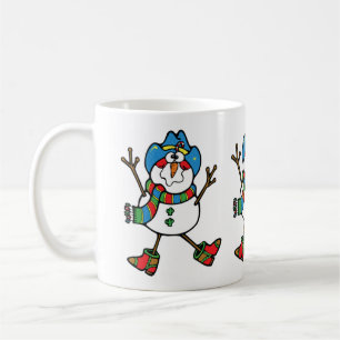 Mug Bonhomme de neige cowboy de Noël occidental avec c
