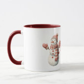 Mug Bonhomme de neige de Noël joyeux rayures rouges (Gauche)