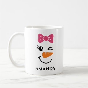 Mug Bonhomme de neige de Noël personnalisé avec nom pe