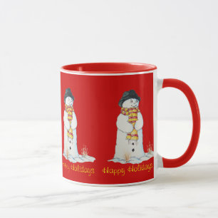 Mug Bonhomme de neige de sourire mignon avec la note