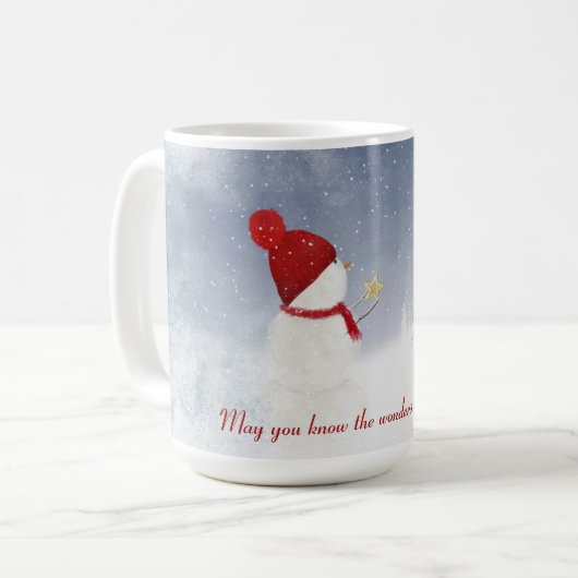 Mug bonhomme de neige de vacances avec étoile d'or (Devant gauche)