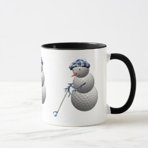 Mug bonhomme de neige jouant au golf, bonhomme de
