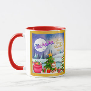Mug Bonhomme de neige Joyeux Noël Arbre Cadeau & Bonne