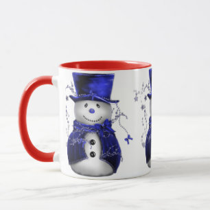 Mug Bonhomme de neige mignon dans Noël bleu de velours