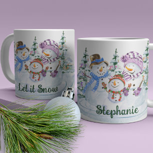 Mug Bonhomme de neige personnalisé pour Noël Let it Sn