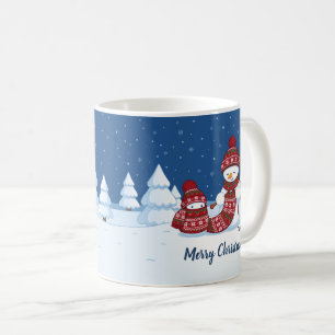 Mug Bonhomme de neige tricotant une écharpe de Noël