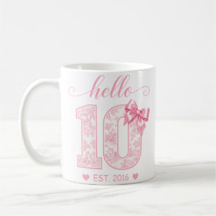 Mug Bonjour 10 Anniversaire Rose Bonjour 10 Année pe