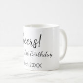 Mug Bonjour 21e anniversaire ajouter nom date simple m (Devant droit)