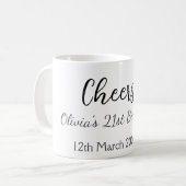Mug Bonjour 21e anniversaire ajouter nom date simple m (Devant gauche)