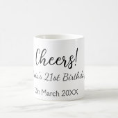 Mug Bonjour 21e anniversaire ajouter nom date simple m (Centre)