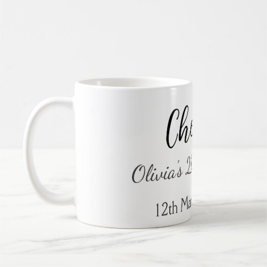Mug Bonjour 21e anniversaire ajouter nom date simple m (Gauche)