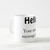 Mug Bonjour ajouter un message de nom simple minimum é (Devant gauche)