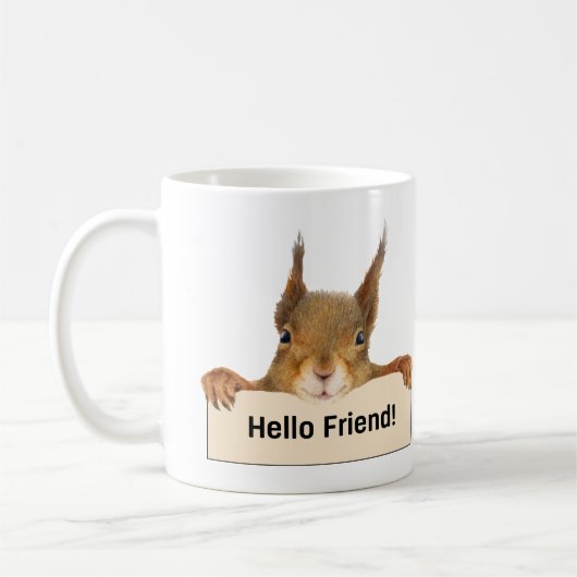 Mug Bonjour ami Funny Squirrel Face (Gauche)