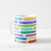 Mug bonjour amoureuse rayures ovales coloré (Devant gauche)