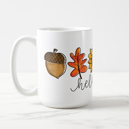 Mug Bonjour Automne Acorn Sunflower Feuilles et Citrou (Gauche)