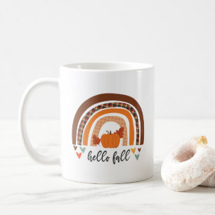 Mug Bonjour Automne Amusant Citrouille Et Arc En Ciel