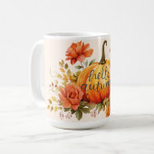 Mug Bonjour automne automne automne Citrouille floral  (Devant gauche)