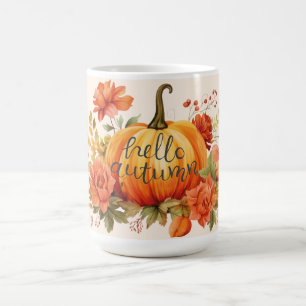 Mug Bonjour automne automne automne Citrouille floral