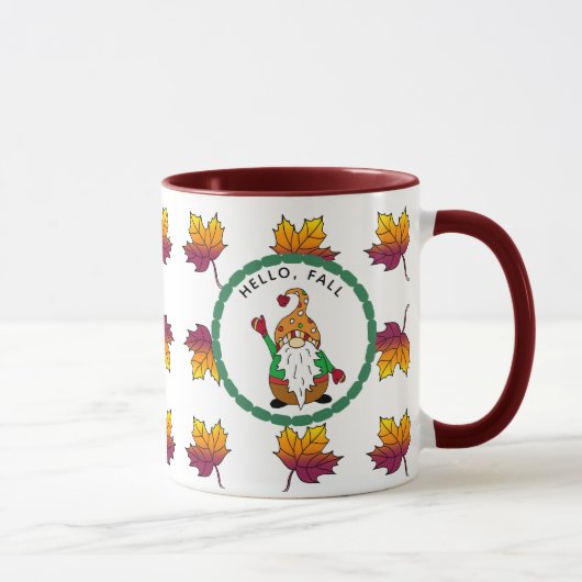Mug Bonjour Automne, Cartoon mignon Automne Gnome (Droite)