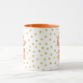 Mug Bonjour Automne Orange Gold Faux Foil Dog (Centre)