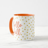 Mug Bonjour Automne Orange Gold Faux Foil Dog (Devant gauche)