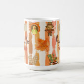 Mug Bonjour Automne Patchwork Rustique Feuilles Orange (Centre)