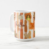 Mug Bonjour Automne Patchwork Rustique Feuilles Orange (Devant gauche)