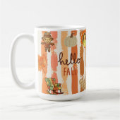Mug Bonjour Automne Patchwork Rustique Feuilles Orange (Gauche)