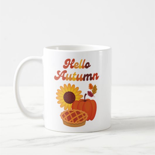 Mug Bonjour Automne Sunflower Pie Citrouille Thanksgiv (Gauche)