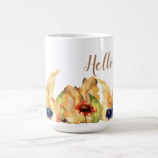 Mug Bonjour automne | Typographie | Automne Floral & F (Centre)