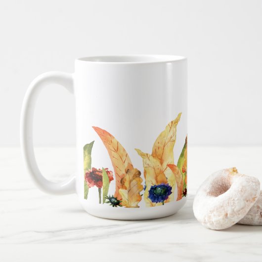 Mug Bonjour automne | Typographie | Automne Floral & F (Avec donut)